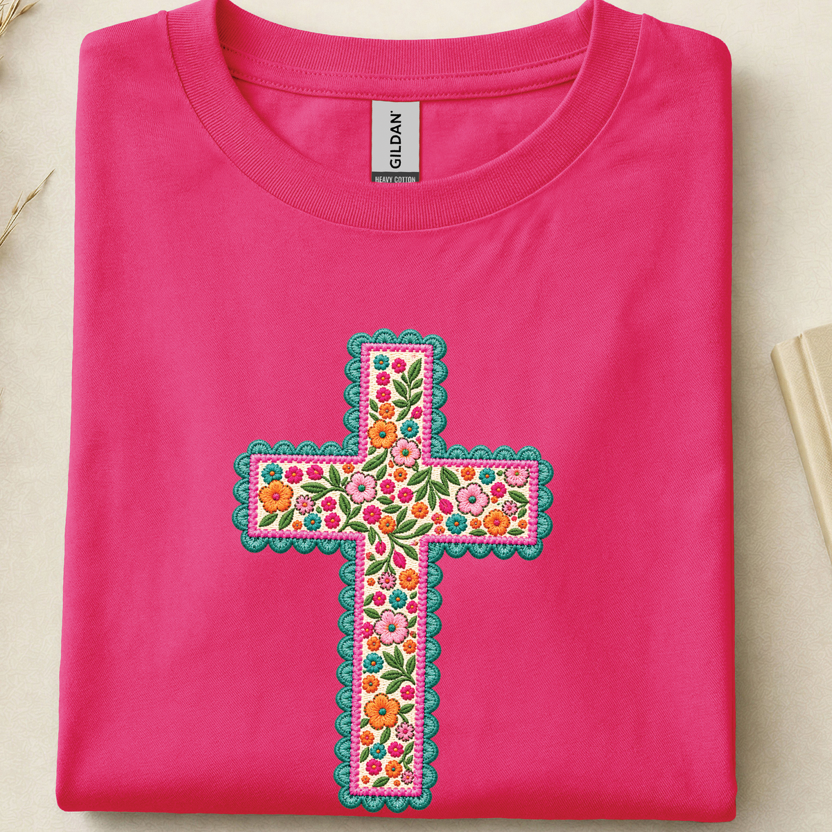 Floral Cross Faux Stitch Cross