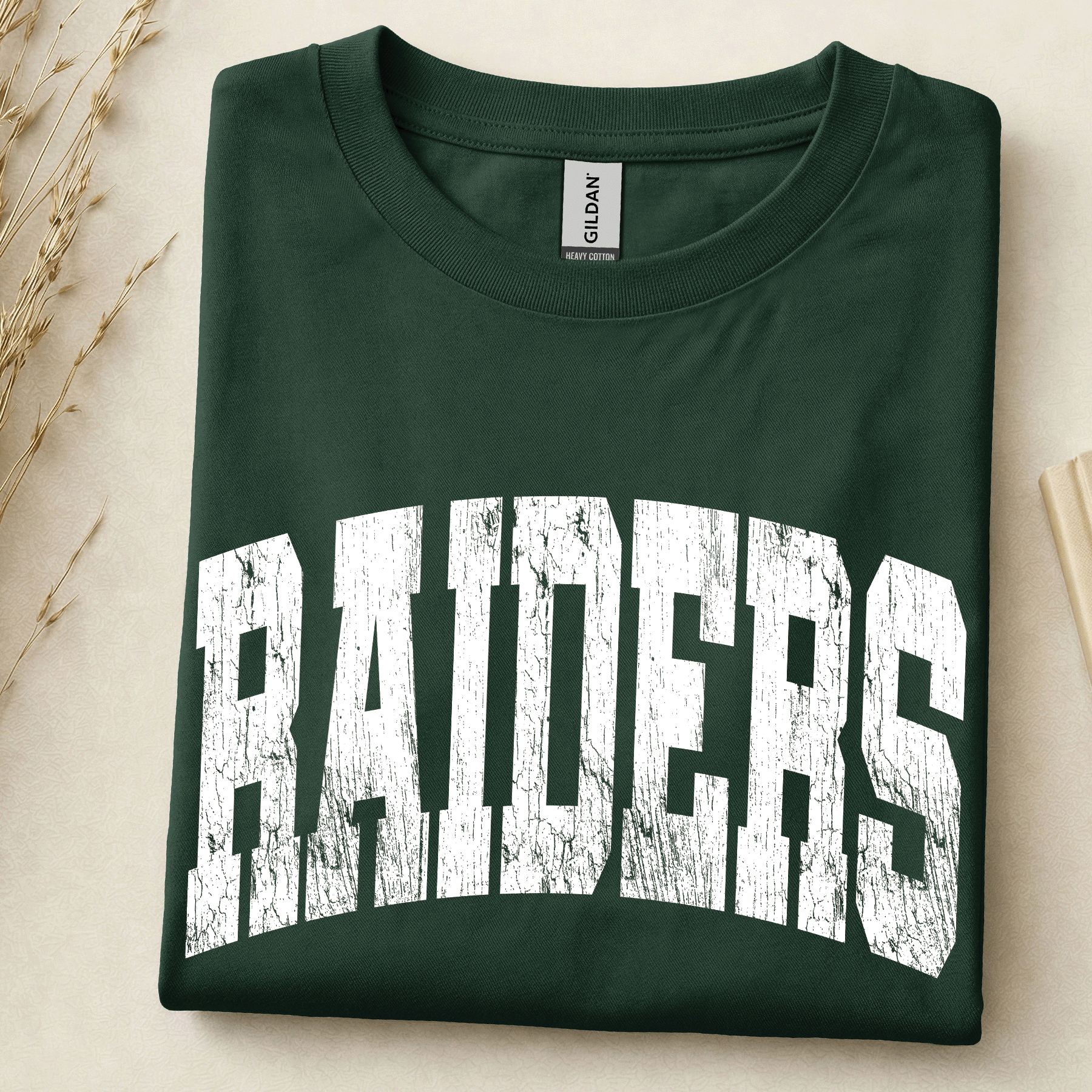 Raiders Arched Distressed Green