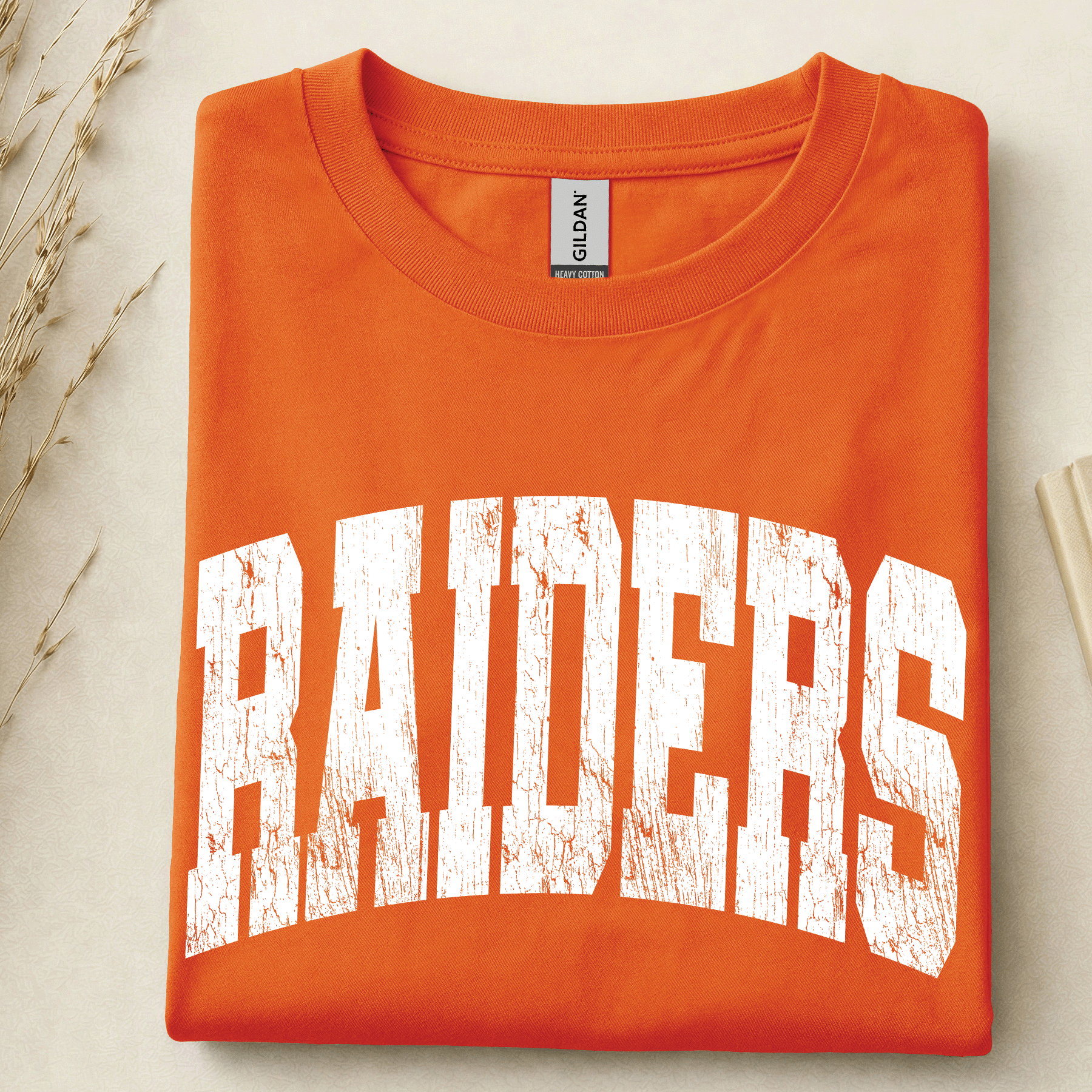 Raiders Arched Distressed Orange